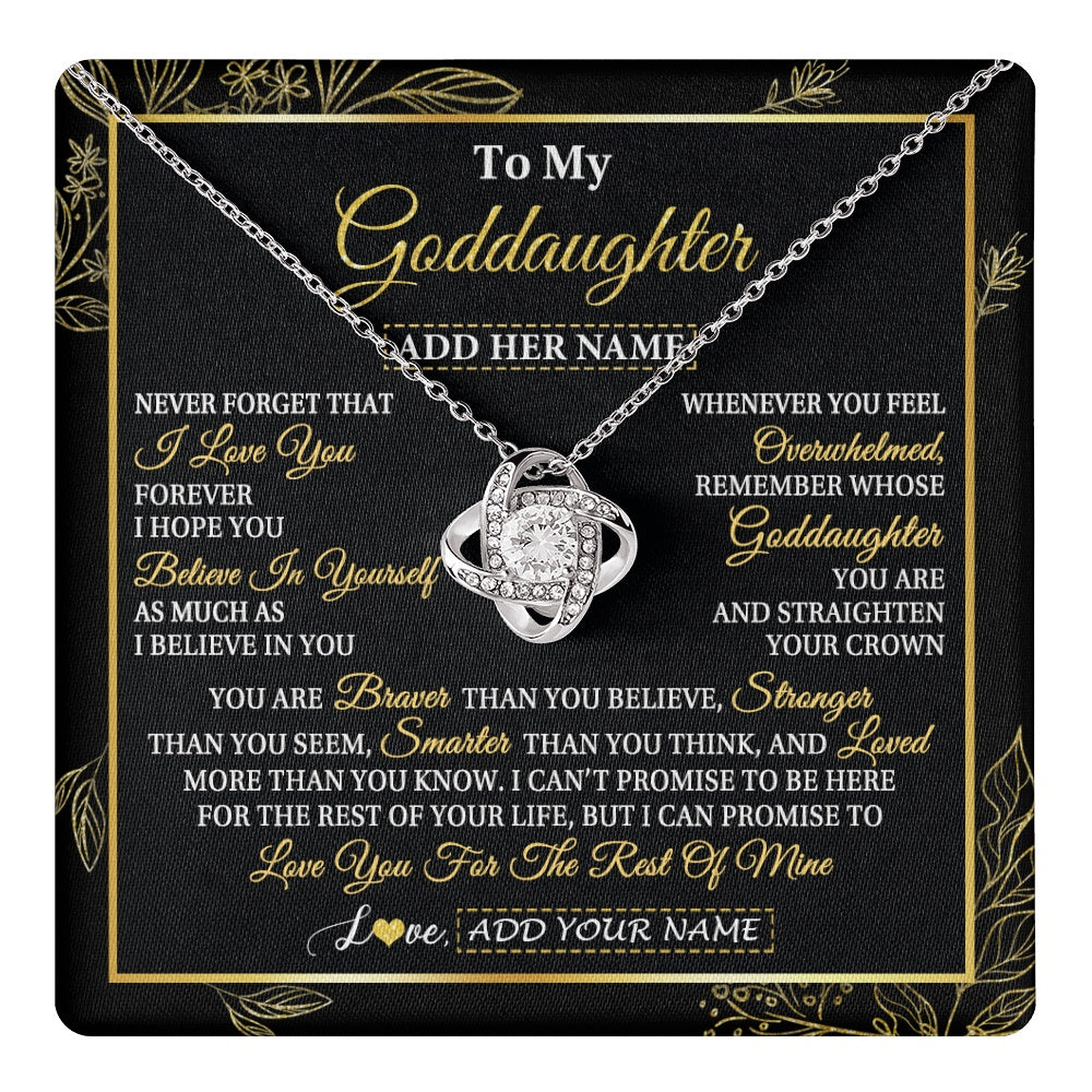 Love Knot Necklace 14K White Gold Finish | 1 | Personalized To My Goddaughter Necklace From Godmother Uncle I Love You Gift For My Goddaughter Birthday Gifts Christmas Customized Gift Box Message Card | teecentury.myshopify