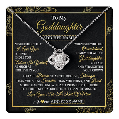 Love Knot Necklace 14K White Gold Finish | 1 | Personalized To My Goddaughter Necklace From Godmother Uncle I Love You Gift For My Goddaughter Birthday Gifts Christmas Customized Gift Box Message Card | teecentury.myshopify