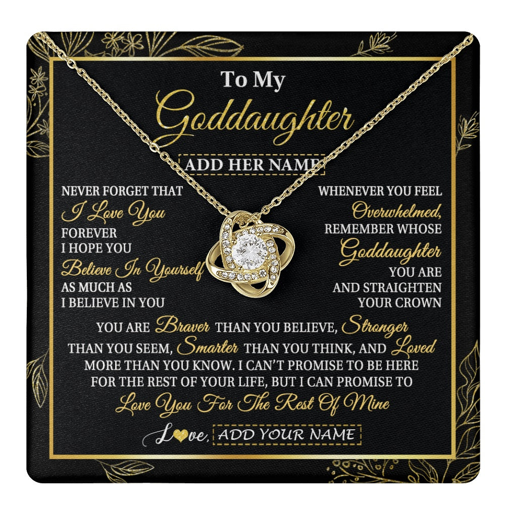 Love Knot Necklace 18K Yellow Gold Finish | 1 | Personalized To My Goddaughter Necklace From Godmother Uncle I Love You Gift For My Goddaughter Birthday Gifts Christmas Customized Gift Box Message Card | teecentury.myshopify