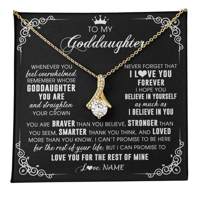 Alluring Beauty Necklace 18K Yellow Gold Finish | 1 | Personalized To My Goddaughter Necklace From Godmother Uncle Inspirational Strength Goddaughter Birthday Jewelry Christmas Customized Gift Box Message Card | teecentury