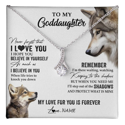 Alluring Beauty Necklace 14K White Gold Finish | 1 | Personalized To My Goddaughter Necklace From Godmother Uncle Wolf My Love For You Is Forever Goddaughter Birthday Christmas Customized Gift Box Message Card | teecentury