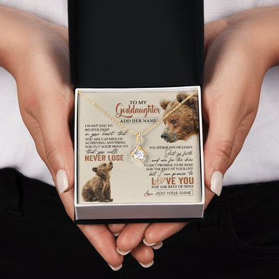 Alluring Beauty Necklace 18K Yellow Gold Finish | 2 | Personalized To My Goddaughter Necklace From Godmother Uncle You Will Never Lose Bear Goddaughter Birthday Gifts Graduation Christmas Gift Box Message Card | teecentury.myshopify