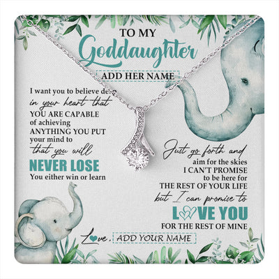 Alluring Beauty Necklace 14K White Gold Finish | 1 | Personalized To My Goddaughter Necklace From Godmother Uncle You Will Never Lose Elephant Goddaughter Birthday Gifts Christmas Custom Gift Box Message Card | teecentury