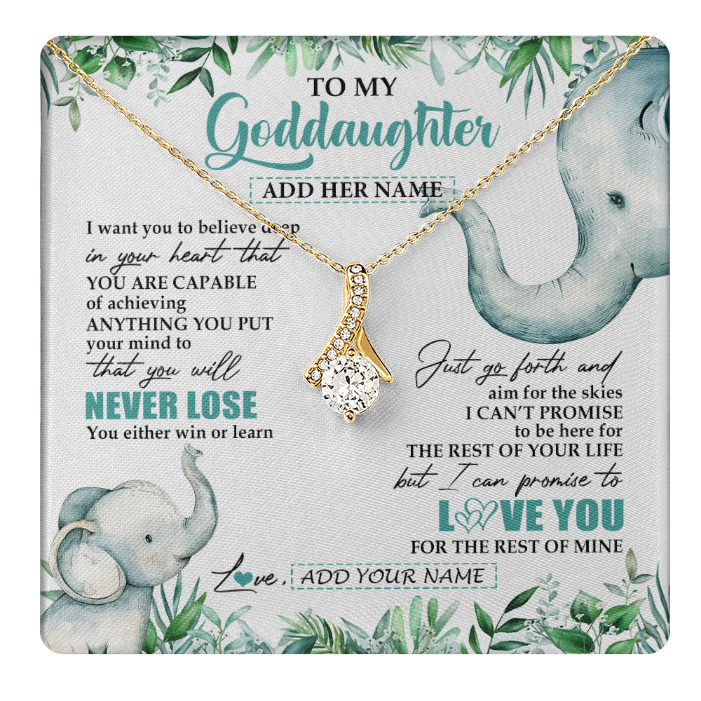 Alluring Beauty Necklace 18K Yellow Gold Finish | 1 | Personalized To My Goddaughter Necklace From Godmother Uncle You Will Never Lose Elephant Goddaughter Birthday Gifts Christmas Custom Gift Box Message Card | teecentury