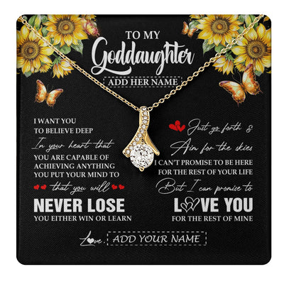Alluring Beauty Necklace 18K Yellow Gold Finish | 1 | Personalized To My Goddaughter Necklace From Godmother Uncle You Will Never Lose Sunflower Goddaughter Birthday Gifts Christmas Custom Gift Box Message Card | teecentury.myshopify