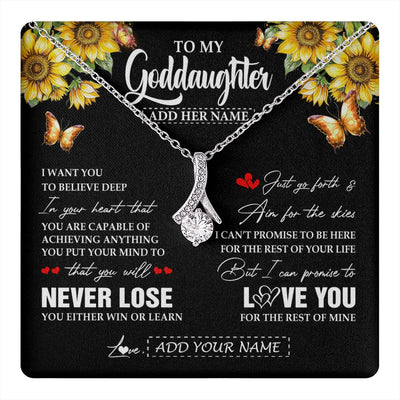 Alluring Beauty Necklace 14K White Gold Finish | 1 | Personalized To My Goddaughter Necklace From Godmother Uncle You Will Never Lose Sunflower Goddaughter Birthday Gifts Christmas Custom Gift Box Message Card | teecentury.myshopify