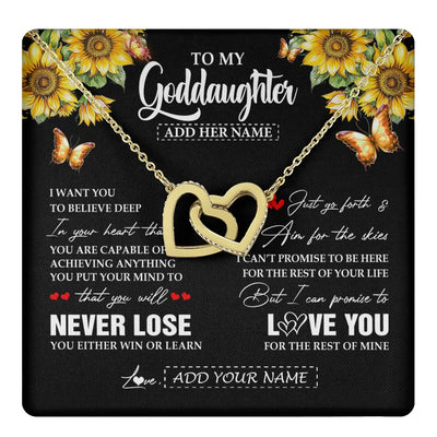 Interlocking Hearts Necklace 18K Yellow Gold Finish | 1 | Personalized To My Goddaughter Necklace From Godmother Uncle You Will Never Lose Sunflower Goddaughter Birthday Gifts Christmas Custom Gift Box Message Card | teecentury.myshopify