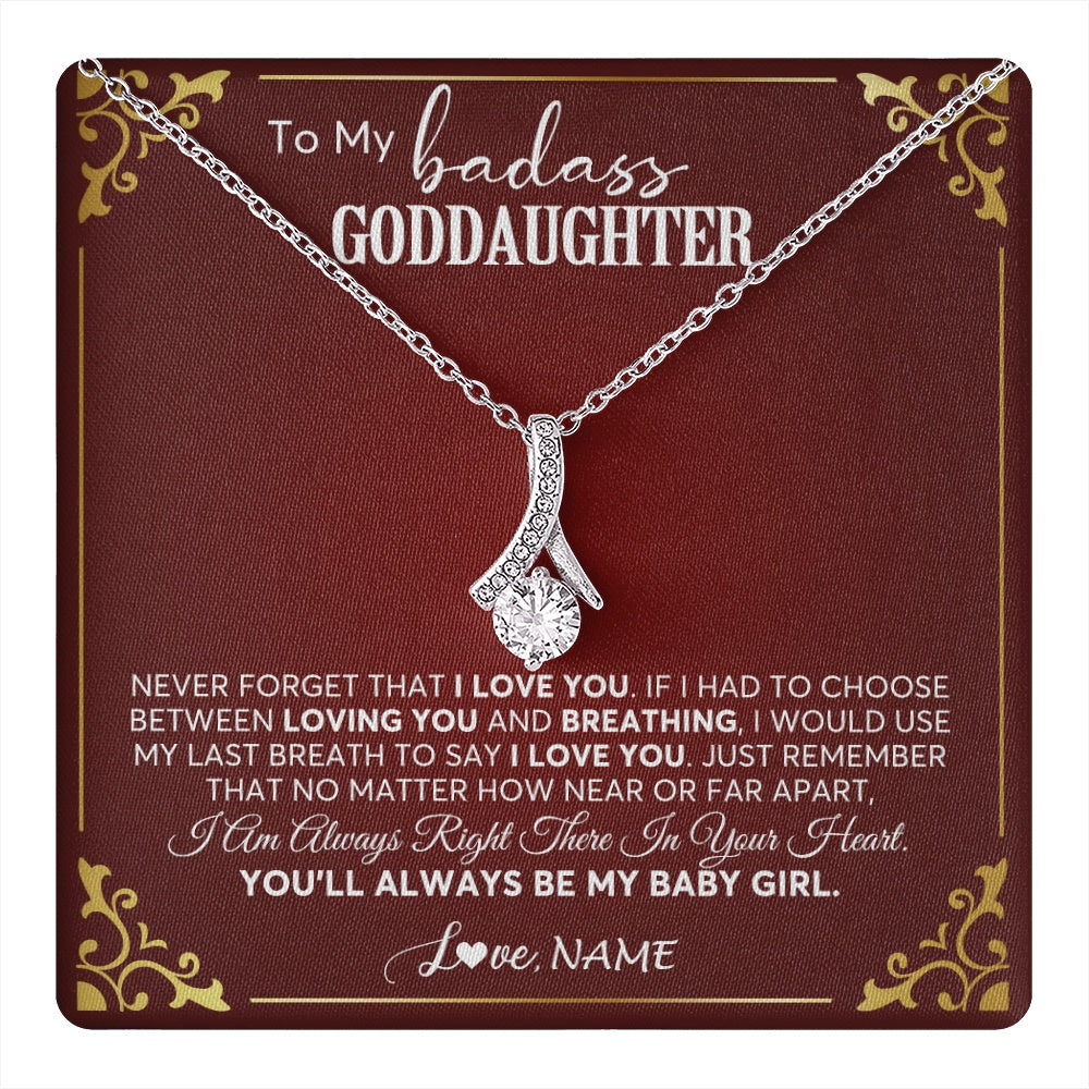 Alluring Beauty Necklace 14K White Gold Finish | 1 | Personalized To My Goddaughter Necklace From Godmother Uncle You'll Always Be My Goddaughter Birthday Christmas Customized Gift Box Message Card | teecentury.myshopify