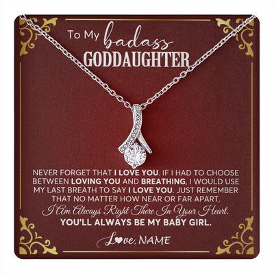 Alluring Beauty Necklace 14K White Gold Finish | 1 | Personalized To My Goddaughter Necklace From Godmother Uncle You'll Always Be My Goddaughter Birthday Christmas Customized Gift Box Message Card | teecentury.myshopify