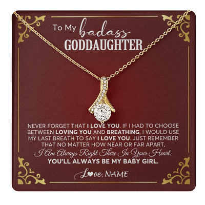 Alluring Beauty Necklace 18K Yellow Gold Finish | 1 | Personalized To My Goddaughter Necklace From Godmother Uncle You'll Always Be My Goddaughter Birthday Christmas Customized Gift Box Message Card | teecentury.myshopify