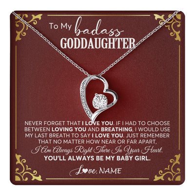 Forever Love Necklace 14K White Gold Finish | 1 | Personalized To My Goddaughter Necklace From Godmother Uncle You'll Always Be My Goddaughter Birthday Christmas Customized Gift Box Message Card | teecentury.myshopify