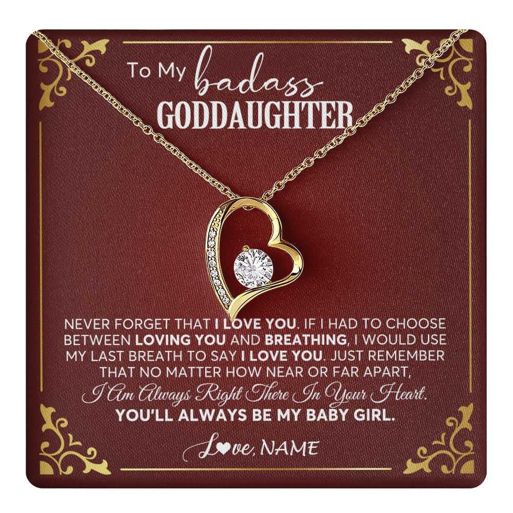 Forever Love Necklace 18K Yellow Gold Finish | 1 | Personalized To My Goddaughter Necklace From Godmother Uncle You'll Always Be My Goddaughter Birthday Christmas Customized Gift Box Message Card | teecentury.myshopify