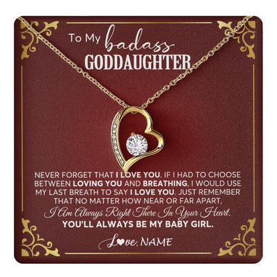 Forever Love Necklace 18K Yellow Gold Finish | 1 | Personalized To My Goddaughter Necklace From Godmother Uncle You'll Always Be My Goddaughter Birthday Christmas Customized Gift Box Message Card | teecentury.myshopify