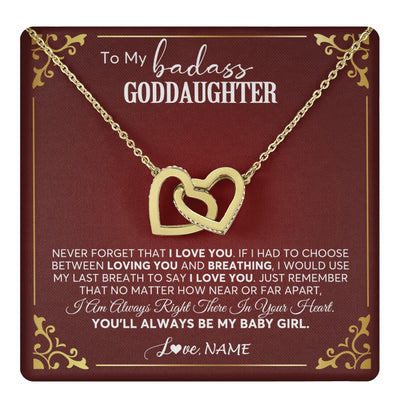 Interlocking Hearts Necklace 18K Yellow Gold Finish | 1 | Personalized To My Goddaughter Necklace From Godmother Uncle You'll Always Be My Goddaughter Birthday Christmas Customized Gift Box Message Card | teecentury.myshopify