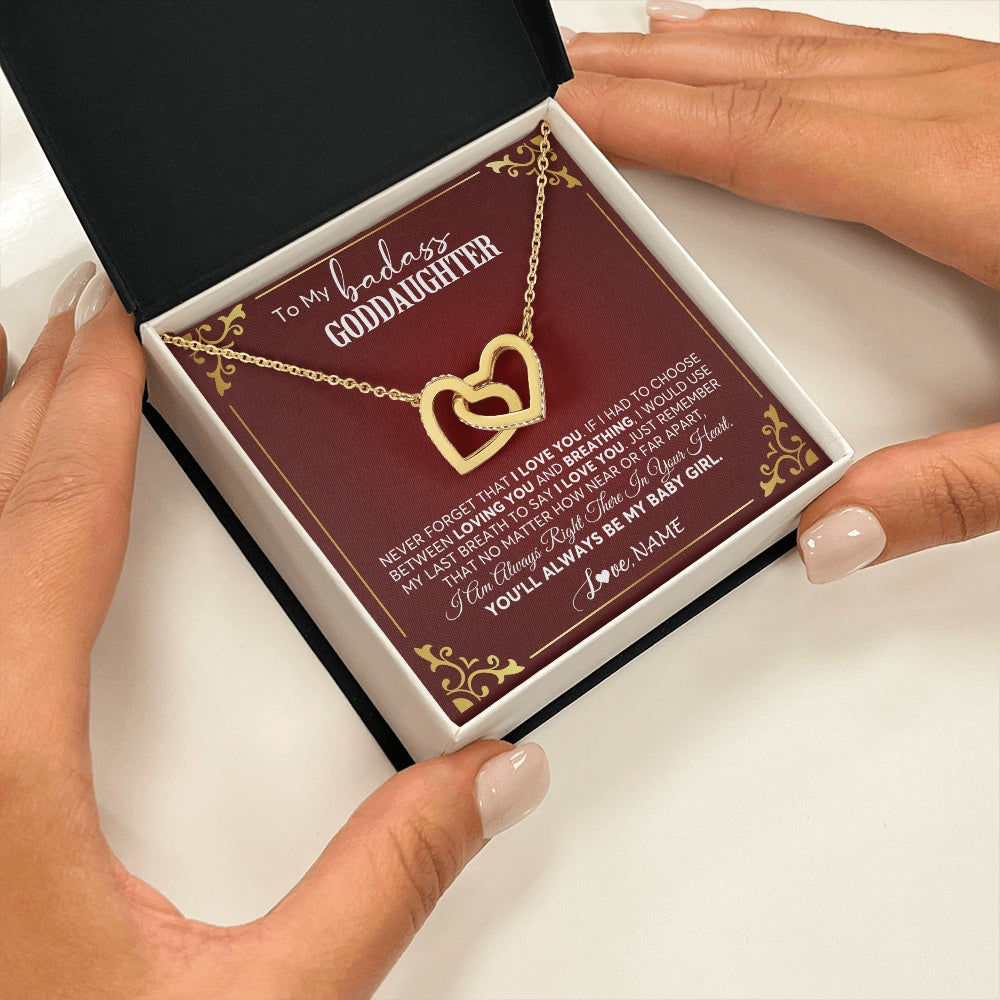 Interlocking Hearts Necklace 18K Yellow Gold Finish | 2 | Personalized To My Goddaughter Necklace From Godmother Uncle You'll Always Be My Goddaughter Birthday Christmas Customized Gift Box Message Card | teecentury.myshopify