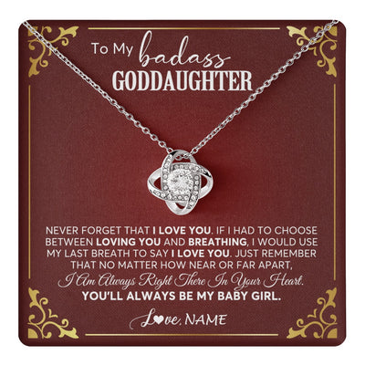 Love Knot Necklace 14K White Gold Finish | 1 | Personalized To My Goddaughter Necklace From Godmother Uncle You'll Always Be My Goddaughter Birthday Christmas Customized Gift Box Message Card | teecentury.myshopify