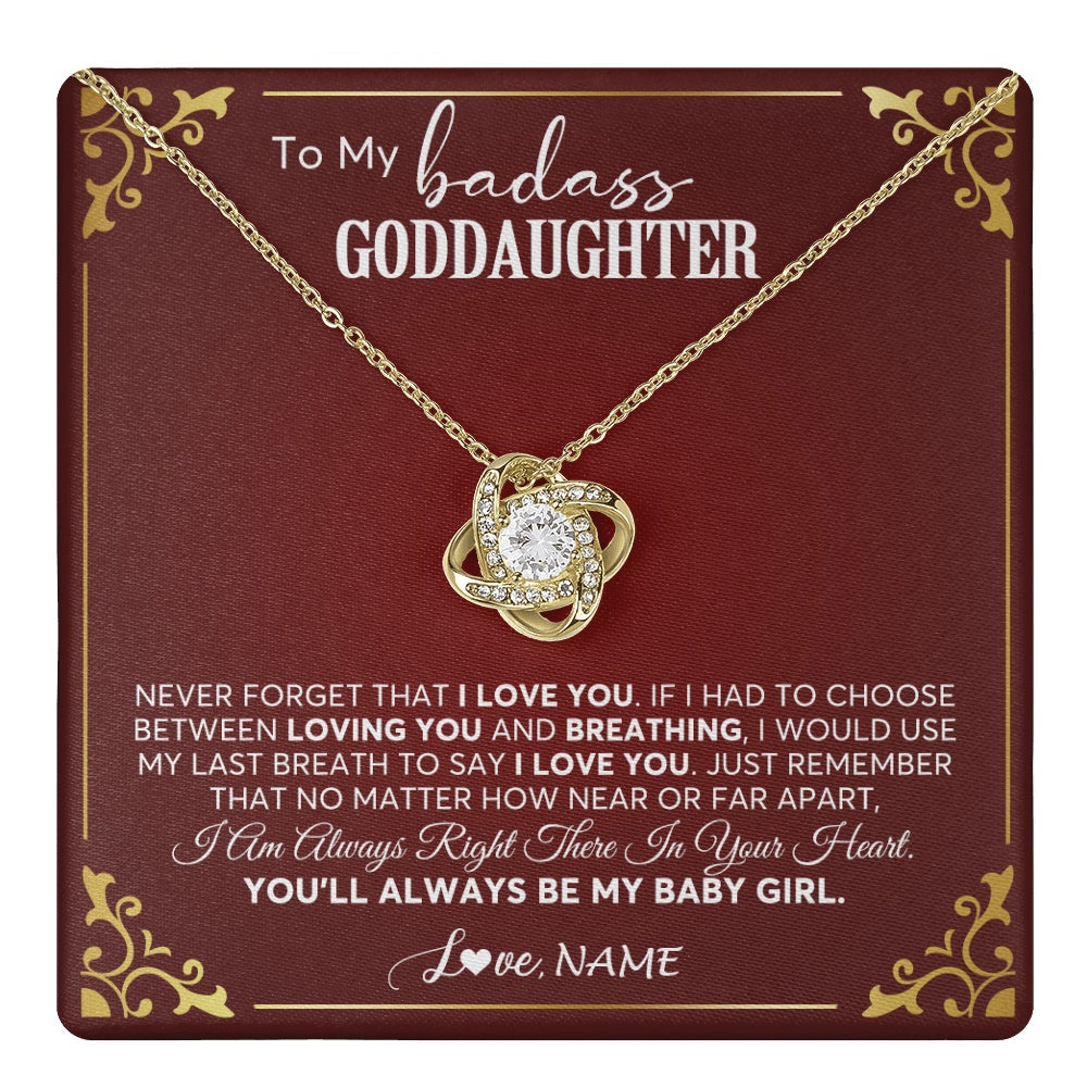 Love Knot Necklace 18K Yellow Gold Finish | 1 | Personalized To My Goddaughter Necklace From Godmother Uncle You'll Always Be My Goddaughter Birthday Christmas Customized Gift Box Message Card | teecentury.myshopify