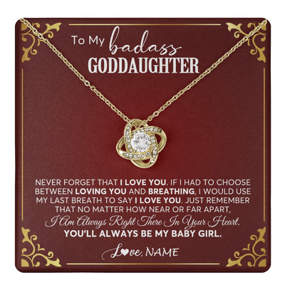 Love Knot Necklace 18K Yellow Gold Finish | 1 | Personalized To My Goddaughter Necklace From Godmother Uncle You'll Always Be My Goddaughter Birthday Christmas Customized Gift Box Message Card | teecentury.myshopify