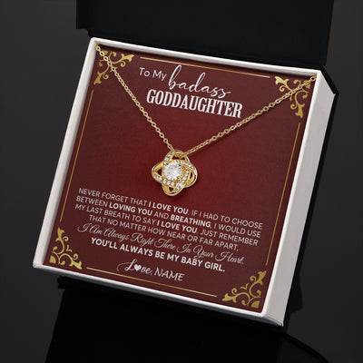 Love Knot Necklace 18K Yellow Gold Finish | 2 | Personalized To My Goddaughter Necklace From Godmother Uncle You'll Always Be My Goddaughter Birthday Christmas Customized Gift Box Message Card | teecentury.myshopify