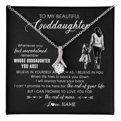 Alluring Beauty Necklace 14K White Gold Finish | 1 | Personalized To My Goddaughter Necklace From Godmother Whenever You Feel Overwhelmed Goddaughter Jewelry Birthday Graduation Christmas Customized Message Card | teecentury