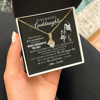 Alluring Beauty Necklace 18K Yellow Gold Finish | 2 | Personalized To My Goddaughter Necklace From Godmother Whenever You Feel Overwhelmed Goddaughter Jewelry Birthday Graduation Christmas Customized Message Card | teecentury