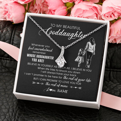 Alluring Beauty Necklace 14K White Gold Finish | 2 | Personalized To My Goddaughter Necklace From Godmother Whenever You Feel Overwhelmed Goddaughter Jewelry Birthday Graduation Christmas Customized Message Card | teecentury