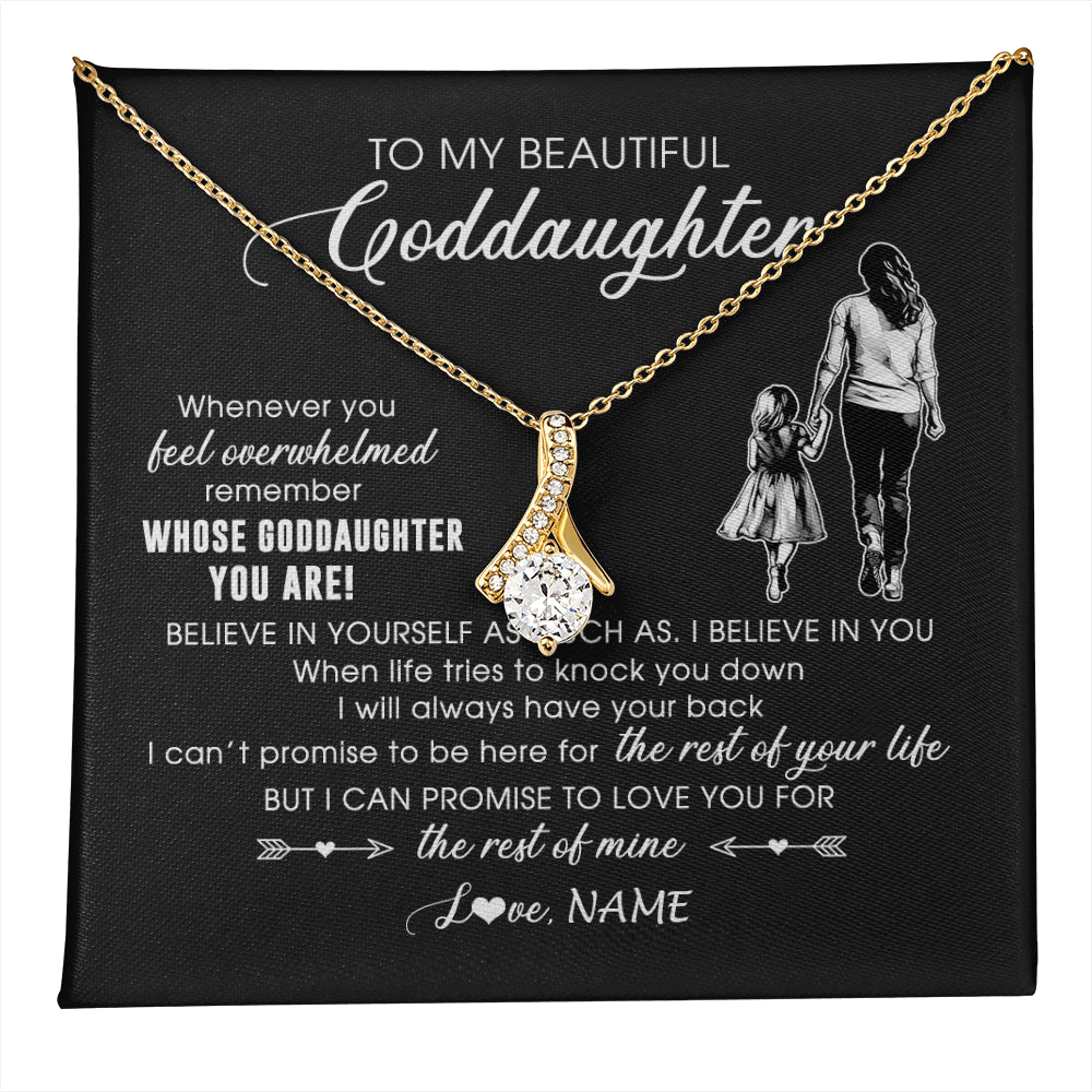 Alluring Beauty Necklace 18K Yellow Gold Finish | 1 | Personalized To My Goddaughter Necklace From Godmother Whenever You Feel Overwhelmed Goddaughter Jewelry Birthday Graduation Christmas Customized Message Card | teecentury