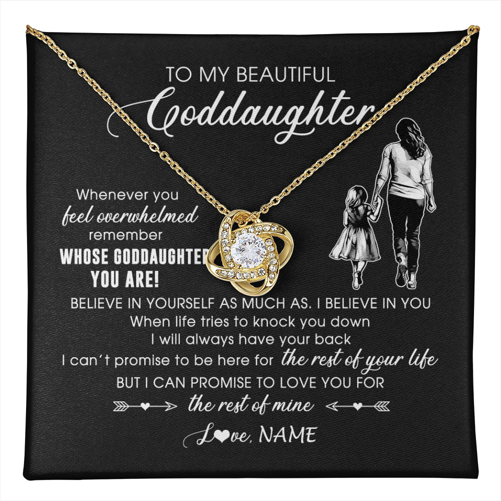 Love Knot Necklace 18K Yellow Gold Finish | 1 | Personalized To My Goddaughter Necklace From Godmother Whenever You Feel Overwhelmed Goddaughter Jewelry Birthday Graduation Christmas Customized Message Card | teecentury
