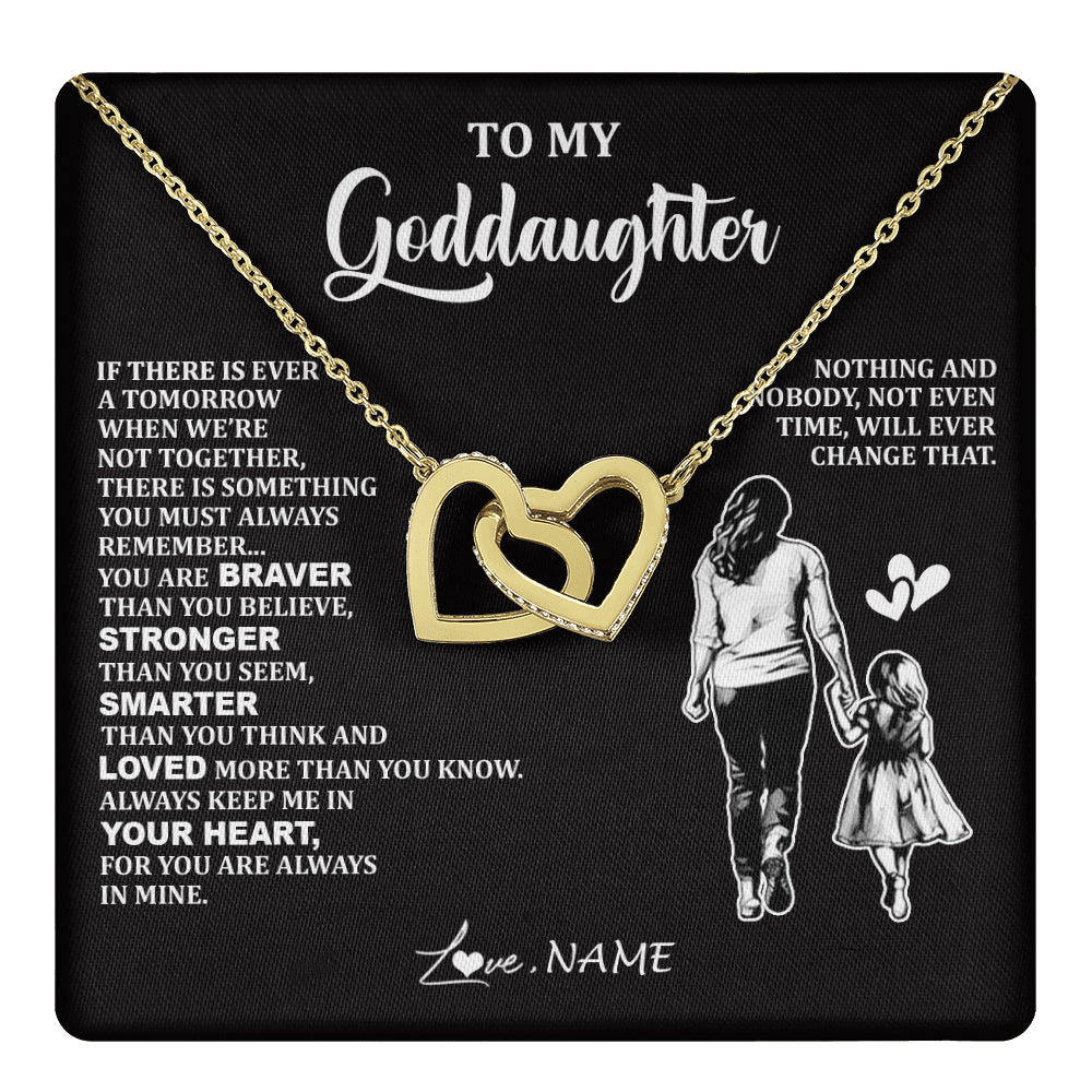 Interlocking Hearts Necklace 18K Yellow Gold Finish | 1 | Personalized To My Goddaughter Necklace From Godmother You Are Always In Mine Beautiful Goddaughter Birthday Graduation Christmas With Gift Box Message Card | teecentury