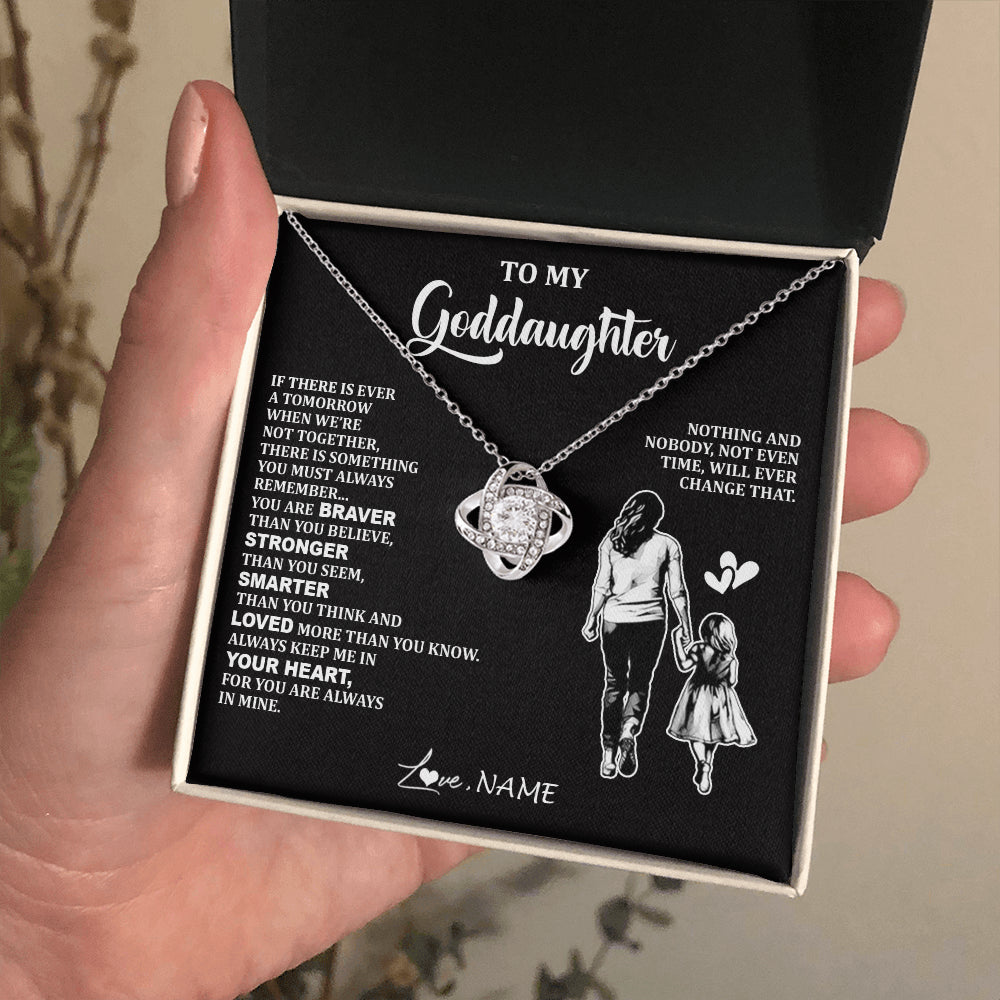 Love Knot Necklace 14K White Gold Finish | 2 | Personalized To My Goddaughter Necklace From Godmother You Are Always In Mine Beautiful Goddaughter Birthday Graduation Christmas With Gift Box Message Card | teecentury