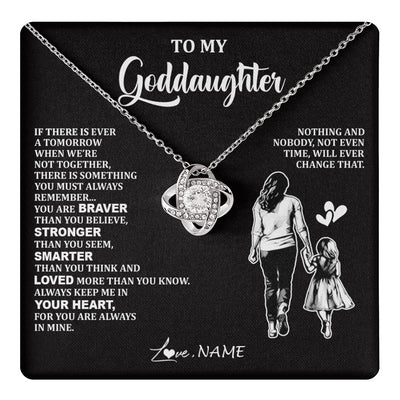 Love Knot Necklace 14K White Gold Finish | 1 | Personalized To My Goddaughter Necklace From Godmother You Are Always In Mine Beautiful Goddaughter Birthday Graduation Christmas With Gift Box Message Card | teecentury
