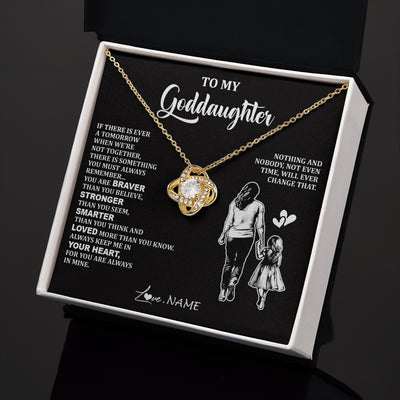 Love Knot Necklace 18K Yellow Gold Finish | 2 | Personalized To My Goddaughter Necklace From Godmother You Are Always In Mine Beautiful Goddaughter Birthday Graduation Christmas With Gift Box Message Card | teecentury