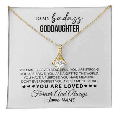 Alluring Beauty Necklace 18K Yellow Gold Finish | 1 | Personalized To My Goddaughter Necklace From Godmother You Are Forever Beautiful Goddaughter Birthday Graduation Christmas Customized Gift Box Message Card | teecentury