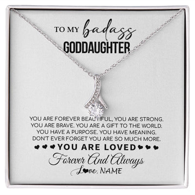 Alluring Beauty Necklace | Personalized To My Goddaughter Necklace From Godmother You Are Forever Beautiful Goddaughter Birthday Graduation Christmas Customized Gift Box Message Card | teecentury