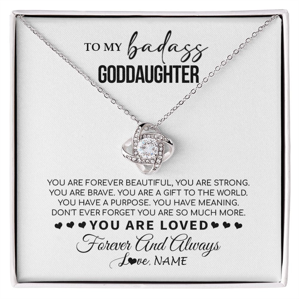 Love Knot Necklace | Personalized To My Goddaughter Necklace From Godmother You Are Forever Beautiful Goddaughter Birthday Graduation Christmas Customized Gift Box Message Card | teecentury