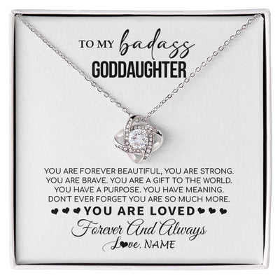 Love Knot Necklace | Personalized To My Goddaughter Necklace From Godmother You Are Forever Beautiful Goddaughter Birthday Graduation Christmas Customized Gift Box Message Card | teecentury