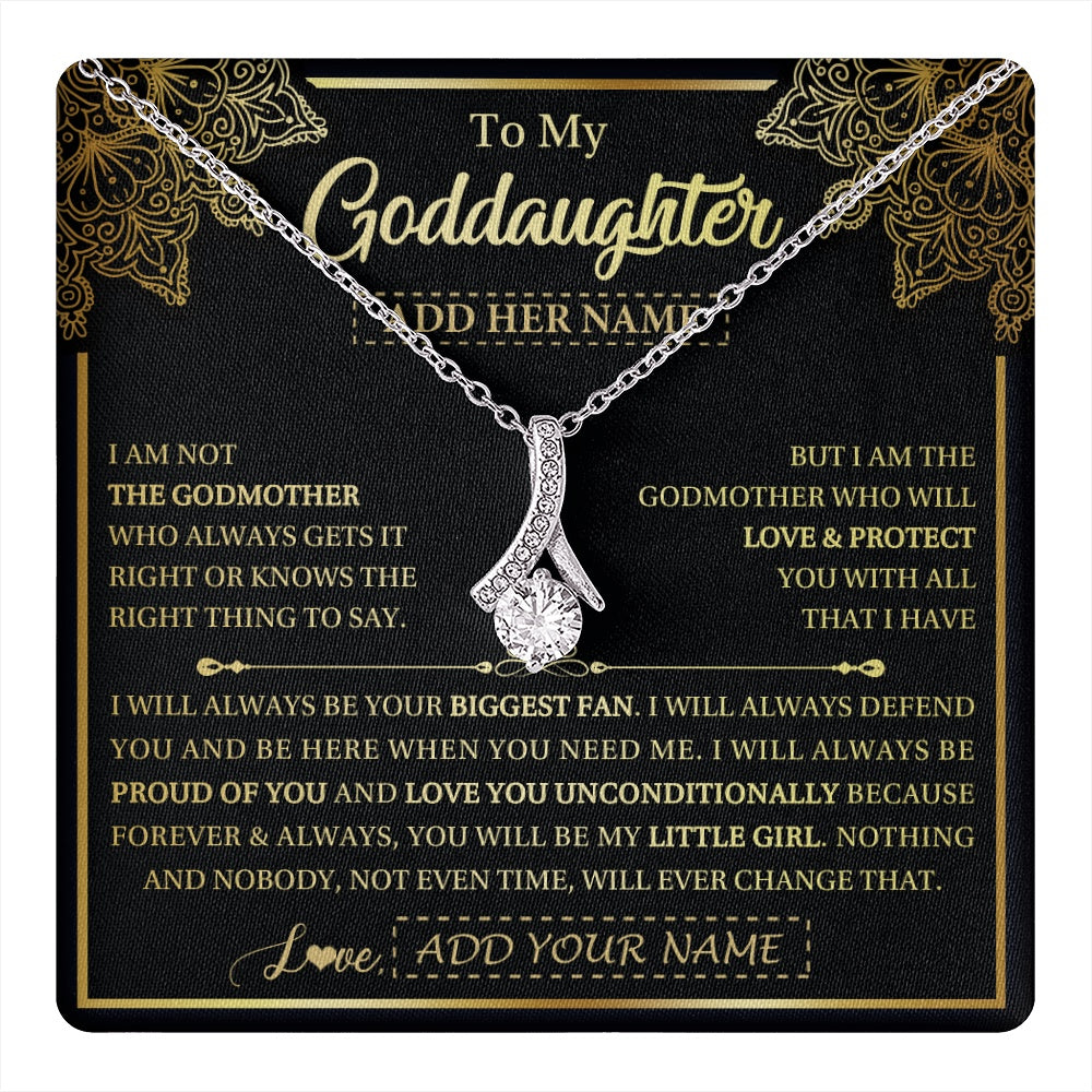Alluring Beauty Necklace 14K White Gold Finish | 1 | Personalized To My Goddaughter Necklace From Godmother Your Biggest Fan Birthday Gifts For Goddaughter Gifts Christmas Jewelry Custom Gift Box Message Card | teecentury.myshopify