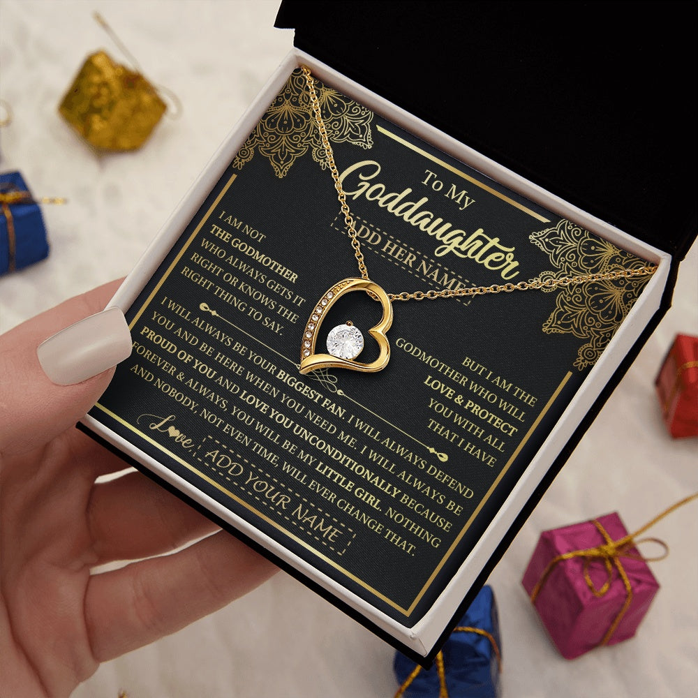 Forever Love Necklace 18K Yellow Gold Finish | 2 | Personalized To My Goddaughter Necklace From Godmother Your Biggest Fan Birthday Gifts For Goddaughter Gifts Christmas Jewelry Custom Gift Box Message Card | teecentury.myshopify