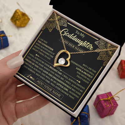 Forever Love Necklace 18K Yellow Gold Finish | 2 | Personalized To My Goddaughter Necklace From Godmother Your Biggest Fan Birthday Gifts For Goddaughter Gifts Christmas Jewelry Custom Gift Box Message Card | teecentury.myshopify