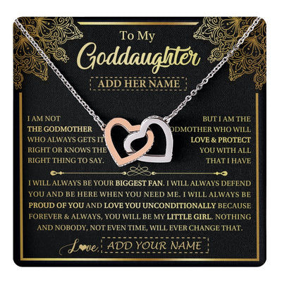 Interlocking Hearts Necklace Stainless Steel & Rose Gold Finish | 1 | Personalized To My Goddaughter Necklace From Godmother Your Biggest Fan Birthday Gifts For Goddaughter Gifts Christmas Jewelry Custom Gift Box Message Card | teecentury.myshopify