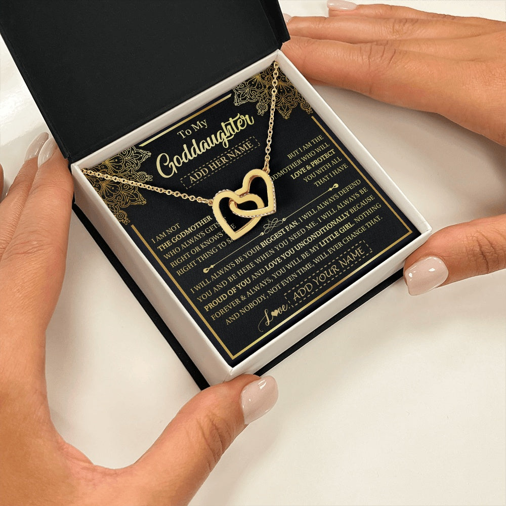 Interlocking Hearts Necklace 18K Yellow Gold Finish | 2 | Personalized To My Goddaughter Necklace From Godmother Your Biggest Fan Birthday Gifts For Goddaughter Gifts Christmas Jewelry Custom Gift Box Message Card | teecentury.myshopify