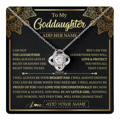 Love Knot Necklace 14K White Gold Finish | 1 | Personalized To My Goddaughter Necklace From Godmother Your Biggest Fan Birthday Gifts For Goddaughter Gifts Christmas Jewelry Custom Gift Box Message Card | teecentury.myshopify