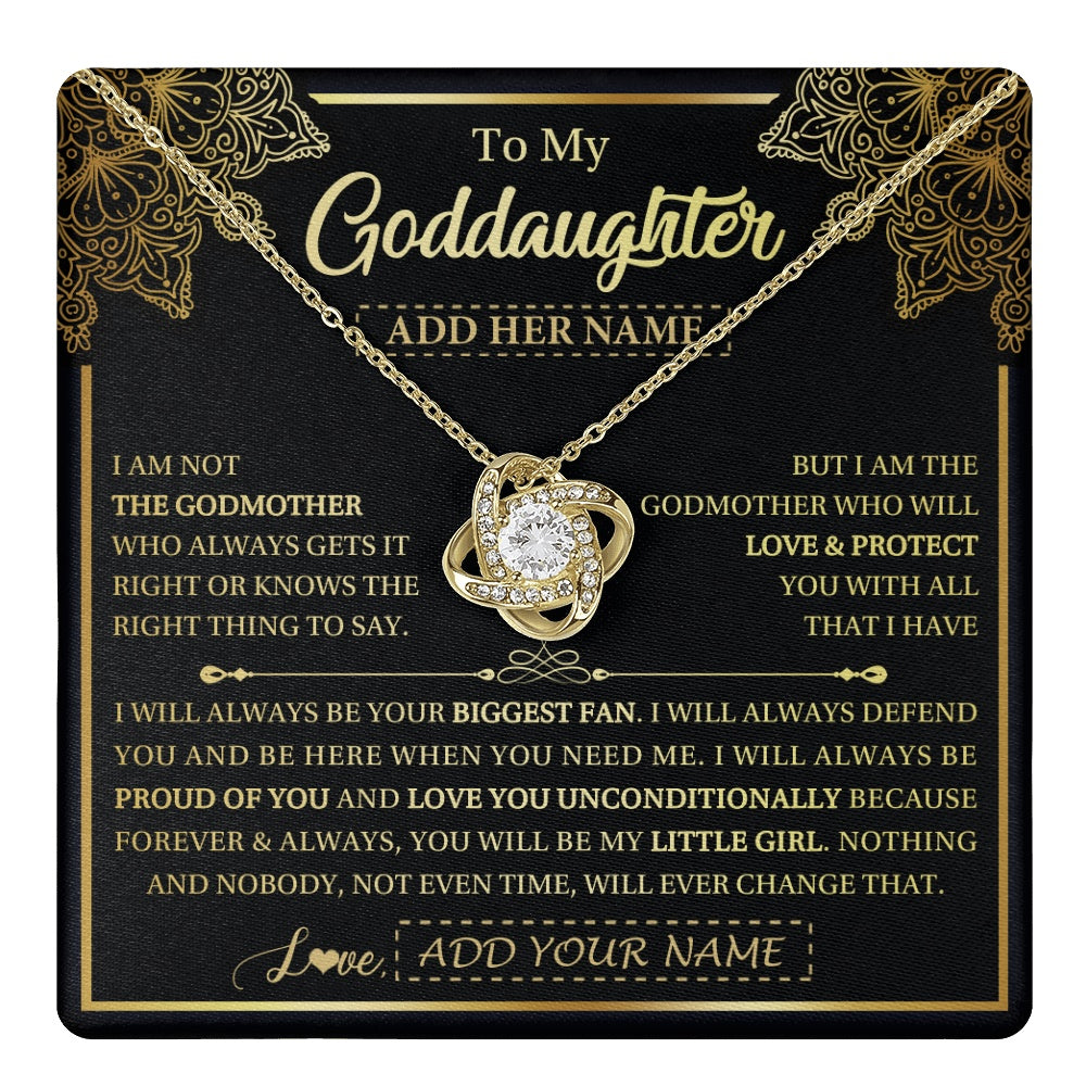 Love Knot Necklace 18K Yellow Gold Finish | 1 | Personalized To My Goddaughter Necklace From Godmother Your Biggest Fan Birthday Gifts For Goddaughter Gifts Christmas Jewelry Custom Gift Box Message Card | teecentury.myshopify