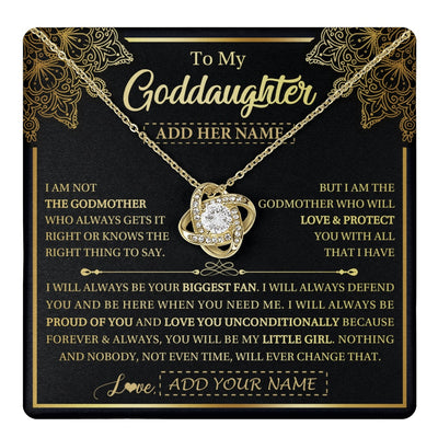 Love Knot Necklace 18K Yellow Gold Finish | 1 | Personalized To My Goddaughter Necklace From Godmother Your Biggest Fan Birthday Gifts For Goddaughter Gifts Christmas Jewelry Custom Gift Box Message Card | teecentury.myshopify