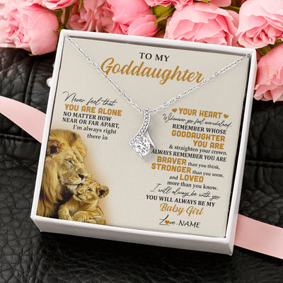 Alluring Beauty Necklace 14K White Gold Finish | 2 | Personalized To My Goddaughter Necklace From Uncle Lion Never Feel That You Are Alone Great Goddaughter Birthday Christmas Customized Gift Box Message Card | teecentury