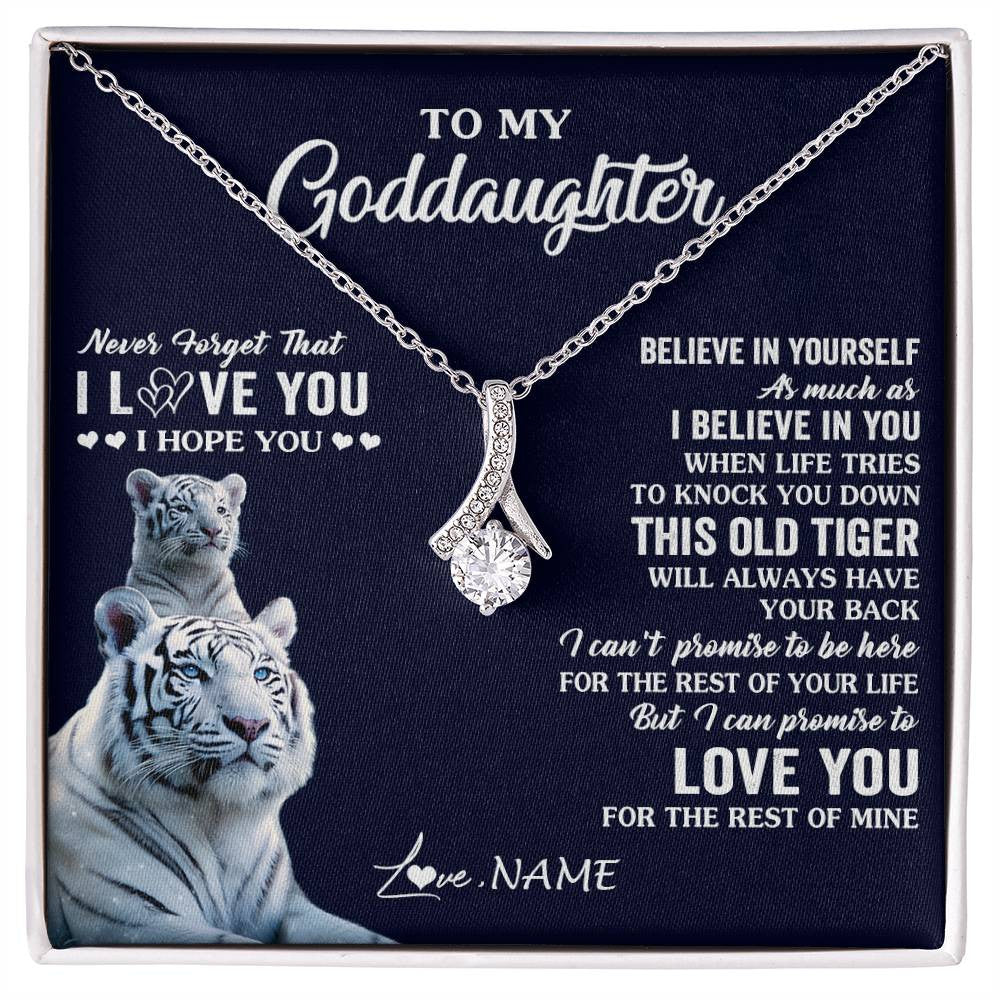 Alluring Beauty Necklace 14K White Gold Finish | 1 | Personalized To My Goddaughter Necklace Gift From Stepmother This Old Tiger Love You Goddaughter Birthday Graduation Christmas Customized Gift Box Message Card | teecentury