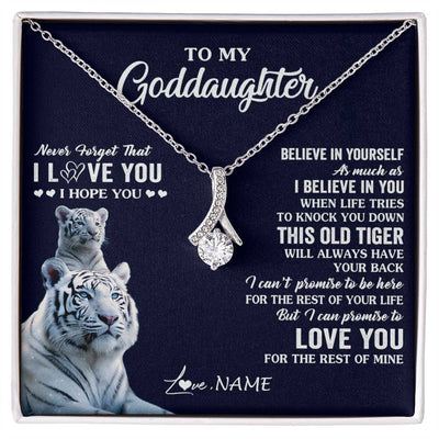 Alluring Beauty Necklace 14K White Gold Finish | 1 | Personalized To My Goddaughter Necklace Gift From Stepmother This Old Tiger Love You Goddaughter Birthday Graduation Christmas Customized Gift Box Message Card | teecentury