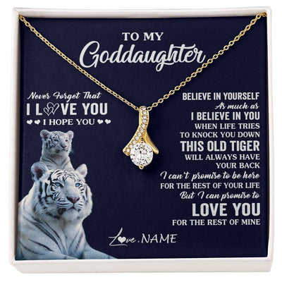 Alluring Beauty Necklace 18K Yellow Gold Finish | 1 | Personalized To My Goddaughter Necklace Gift From Stepmother This Old Tiger Love You Goddaughter Birthday Graduation Christmas Customized Gift Box Message Card | teecentury