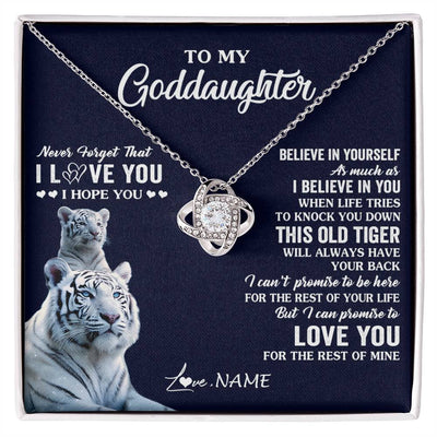Love Knot Necklace 14K White Gold Finish | 1 | Personalized To My Goddaughter Necklace Gift From Stepmother This Old Tiger Love You Goddaughter Birthday Graduation Christmas Customized Gift Box Message Card | teecentury