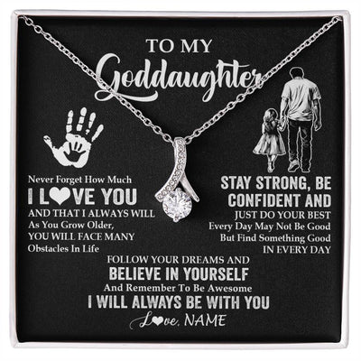 Alluring Beauty Necklace 14K White Gold Finish | 1 | Personalized To My Goddaughter Necklace I Love You Forever From Godfather Goddaughter Birthday Gifts Christmas Graduation Customized Gift Box Message Card | teecentury